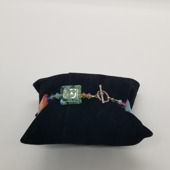 millefiori style square bead bracelet - Picture 5 of 7